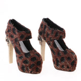 Maxbell 1/3 Doll Leopard High Heels For SD16 Girl Dolls Accessories Doll High Heels -Coffee Color - Aladdin Shoppers