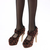 Maxbell 1/3 Doll Leopard High Heels For SD16 Girl Dolls Accessories Doll High Heels -Coffee Color - Aladdin Shoppers