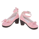 Maxbell 1/3 BJD Girl Dolls Princess Shoes - PU Leather Block High Heels - for LUTS for DOD for Lolita Dolls Party Clothing Accessory Pink - Aladdin Shoppers