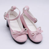 Maxbell 1/3 BJD Girl Dolls Princess Shoes - PU Leather Block High Heels - for LUTS for DOD for Lolita Dolls Party Clothing Accessory Pink - Aladdin Shoppers