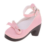 Maxbell 1/3 BJD Girl Dolls Princess Shoes - PU Leather Block High Heels - for LUTS for DOD for Lolita Dolls Party Clothing Accessory Pink - Aladdin Shoppers