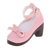 Maxbell 1/3 BJD Girl Dolls Princess Shoes - PU Leather Block High Heels - for LUTS for DOD for Lolita Dolls Party Clothing Accessory Pink - Aladdin Shoppers