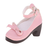 Maxbell 1/3 BJD Girl Dolls Princess Shoes - PU Leather Block High Heels - for LUTS for DOD for Lolita Dolls Party Clothing Accessory Pink - Aladdin Shoppers