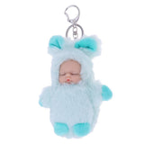 Maxbell Fluffy Key Ring Keychain Sleeping Doll Bag Car Hanging Ornament Pendant Xmas Gift -Blue - Aladdin Shoppers