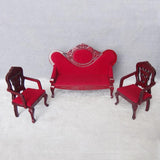 Maxbell 1/12 Dollhouse Miniature Living Room Furniture Garden Decor Wine Red Sofa Couch Set Kids Pretend Play Toy - Aladdin Shoppers