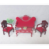 Maxbell 1/12 Dollhouse Miniature Living Room Furniture Garden Decor Wine Red Sofa Couch Set Kids Pretend Play Toy - Aladdin Shoppers