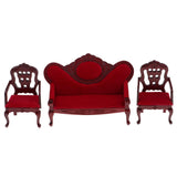 Maxbell 1/12 Dollhouse Miniature Living Room Furniture Garden Decor Wine Red Sofa Couch Set Kids Pretend Play Toy - Aladdin Shoppers