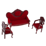 Maxbell 1/12 Dollhouse Miniature Living Room Furniture Garden Decor Wine Red Sofa Couch Set Kids Pretend Play Toy - Aladdin Shoppers