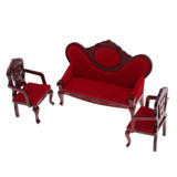 Maxbell 1/12 Dollhouse Miniature Living Room Furniture Garden Decor Wine Red Sofa Couch Set Kids Pretend Play Toy - Aladdin Shoppers