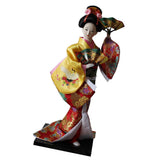 Maxbell 12inch Japanese Kimono Geisha Doll Kokeshi Handicraft Home Decoration Yellow Clothes - Aladdin Shoppers