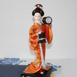 Maxbell 12inch Japanese Kimono Geisha Doll Kokeshi Handicraft Home Decoration Orange Clothes - Aladdin Shoppers