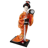 Maxbell 12inch Japanese Kimono Geisha Doll Kokeshi Handicraft Home Decoration Orange Clothes - Aladdin Shoppers