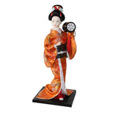 Maxbell 12inch Japanese Kimono Geisha Doll Kokeshi Handicraft Home Decoration Orange Clothes - Aladdin Shoppers