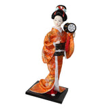 Maxbell 12inch Japanese Kimono Geisha Doll Kokeshi Handicraft Home Decoration Orange Clothes - Aladdin Shoppers