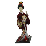 Maxbell 12inch Japanese Kimono Geisha Doll Kokeshi Handicraft Home Decoration Wine Red Clothes - Aladdin Shoppers