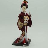 Maxbell 12inch Japanese Kimono Geisha Doll Kokeshi Handicraft Home Decoration Wine Red Clothes - Aladdin Shoppers