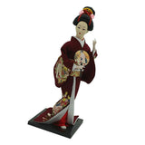 Maxbell 12inch Japanese Kimono Geisha Doll Kokeshi Handicraft Home Decoration Wine Red Clothes - Aladdin Shoppers