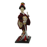 Maxbell 12inch Japanese Kimono Geisha Doll Kokeshi Handicraft Home Decoration Wine Red Clothes - Aladdin Shoppers