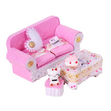 Maxbell 1/24 Dollhouse Miniature Living Room Furniture Sofa with Cushion & End Table Accs Pink - Aladdin Shoppers