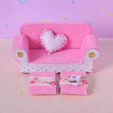 Maxbell 1/24 Dollhouse Miniature Living Room Furniture Sofa with Cushion & End Table Accs Pink - Aladdin Shoppers