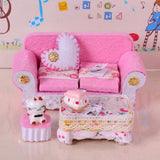 Maxbell 1/24 Dollhouse Miniature Living Room Furniture Sofa with Cushion & End Table Accs Pink - Aladdin Shoppers