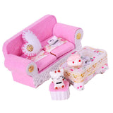 Maxbell 1/24 Dollhouse Miniature Living Room Furniture Sofa with Cushion & End Table Accs Pink - Aladdin Shoppers