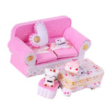 Maxbell 1/24 Dollhouse Miniature Living Room Furniture Sofa with Cushion & End Table Accs Pink - Aladdin Shoppers