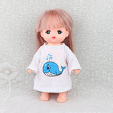Maxbell Cute Girl Doll T-Shirt Long Sleeve with Whale Printing for 25cm Mellchan Doll Decor - Aladdin Shoppers