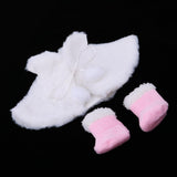 Maxbell Stylish Doll 2pcs Set Doll Cape & Boots Fits 25cm Mellchan Girl Dolls Winter Outfit -White - Aladdin Shoppers
