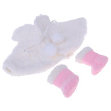 Maxbell Stylish Doll 2pcs Set Doll Cape & Boots Fits 25cm Mellchan Girl Dolls Winter Outfit -White - Aladdin Shoppers