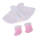 Maxbell Stylish Doll 2pcs Set Doll Cape & Boots Fits 25cm Mellchan Girl Dolls Winter Outfit -White - Aladdin Shoppers