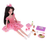 Maxbell 27cm Modern Girl Doll Playset 1/6 Kurhn Doll in Pink Dress DIY Kids Pretend Play Toy Children Companion Toy - Aladdin Shoppers