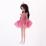 Maxbell 27cm Modern Girl Doll Playset 1/6 Kurhn Doll in Pink Dress DIY Kids Pretend Play Toy Children Companion Toy - Aladdin Shoppers