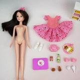 Maxbell 27cm Modern Girl Doll Playset 1/6 Kurhn Doll in Pink Dress DIY Kids Pretend Play Toy Children Companion Toy - Aladdin Shoppers