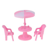 Maxbell 1/12 Dollhouse Miniature Furniture Garden Tea Dessert Table Chair Set with Umbrella - Aladdin Shoppers