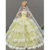 Maxbell Charming 4-Layers Dress Gown Veil Clothes for LUTS DOD Dollfie 1/6 BJD Doll Wedding / Party Outfit - Aladdin Shoppers