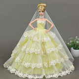 Maxbell Charming 4-Layers Dress Gown Veil Clothes for LUTS DOD Dollfie 1/6 BJD Doll Wedding / Party Outfit - Aladdin Shoppers