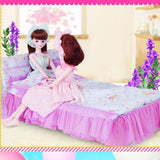 Maxbell Maxbell 60cm Doll Accessories, Floral Print Bedding Set with Mattress, Pillows and Sheet Set, For Night Lolita Dolls, Kids Christmas Gifts