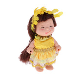 Maxbell Maxbell 4inch 10cm Adorable Elfin  Doll Little Doll in Yellow Floral Clothes Home Display Decor