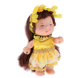 Maxbell Maxbell 4inch 10cm Adorable Elfin  Doll Little Doll in Yellow Floral Clothes Home Display Decor