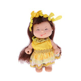 Maxbell Maxbell 4inch 10cm Adorable Elfin  Doll Little Doll in Yellow Floral Clothes Home Display Decor