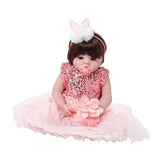 Maxbell 55cm Adorable Silicone Princess Reborn Doll Model in Pink Dress Outfit Accessories - Aladdin Shoppers