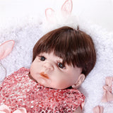 Maxbell 55cm Adorable Silicone Princess Reborn Doll Model in Pink Dress Outfit Accessories - Aladdin Shoppers