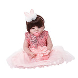 Maxbell 55cm Adorable Silicone Princess Reborn Doll Model in Pink Dress Outfit Accessories - Aladdin Shoppers