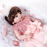 Maxbell 55cm Adorable Silicone Princess Reborn Doll Model in Pink Dress Outfit Accessories - Aladdin Shoppers