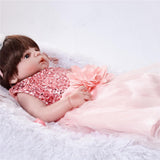 Maxbell 55cm Adorable Silicone Princess Reborn Doll Model in Pink Dress Outfit Accessories - Aladdin Shoppers