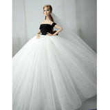 Maxbell Fashion Handmade Strapless Wedding Dress With Veil For 1/6 Doll Dress Up Accessory - Aladdin Shoppers