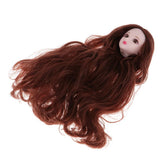 Maxbell Maxbell 1/6 Female Ball Joint Doll Head Carving Sculpt with White Straight Hair Wig for BJD for MSD Doll