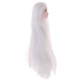 Maxbell Maxbell 1/6 Female Ball Joint Doll Head Carving Sculpt with White Straight Hair Wig for BJD for MSD Doll