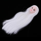 Maxbell Maxbell 1/6 Female Ball Joint Doll Head Carving Sculpt with White Straight Hair Wig for BJD for MSD Doll